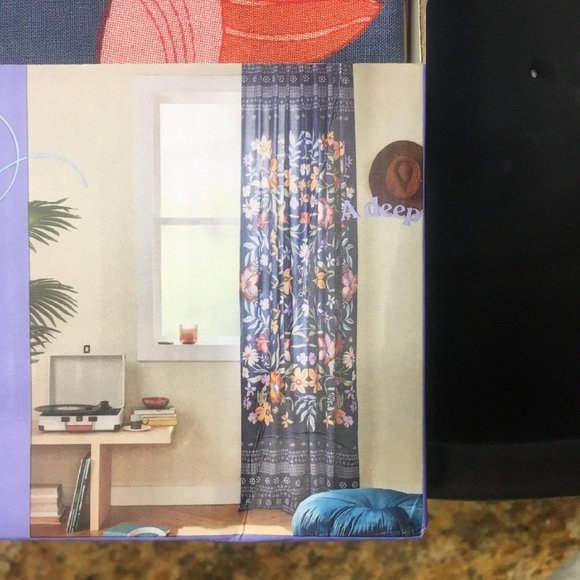 new NAVY Wild Sage Julianna Floral 100% Cotton Back Tab Window Curtain 84"Lx50"W - Picture 8 of 13